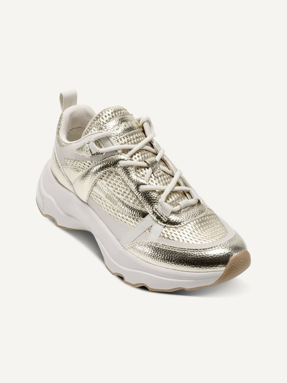 DKNY Gold and White Chunky Platform Sneaker